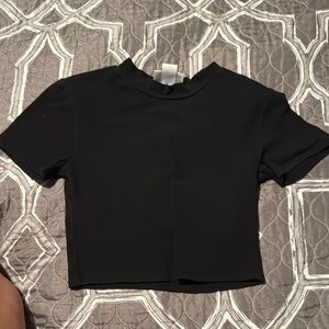 Vixen by Micheline Pitt Black Fitted Crop Top